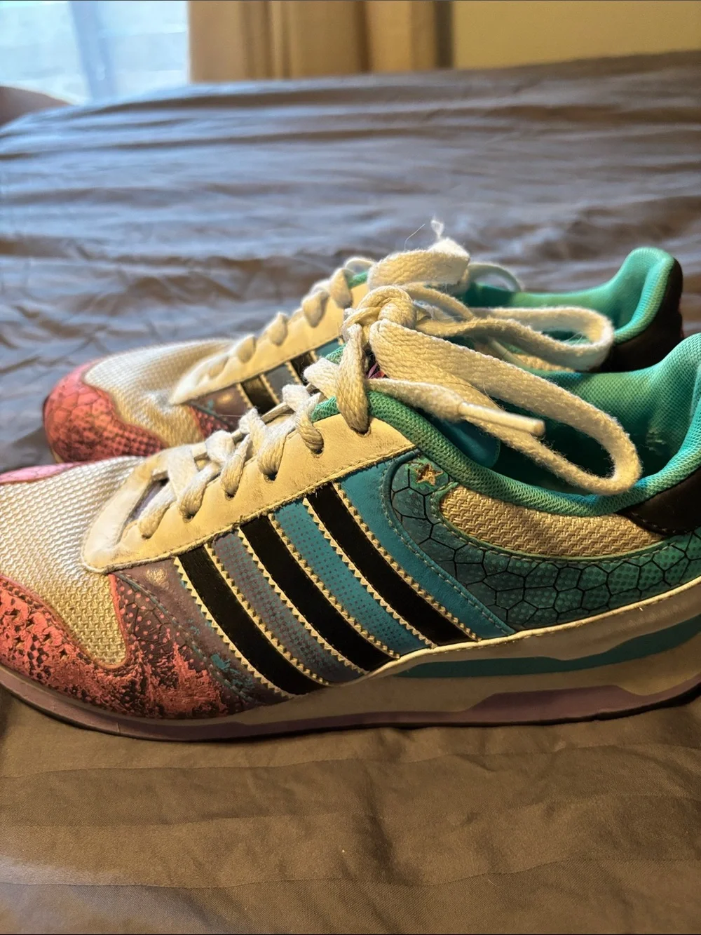 adidas Kids Pink, Teal & Black Lace-Up Sneakers